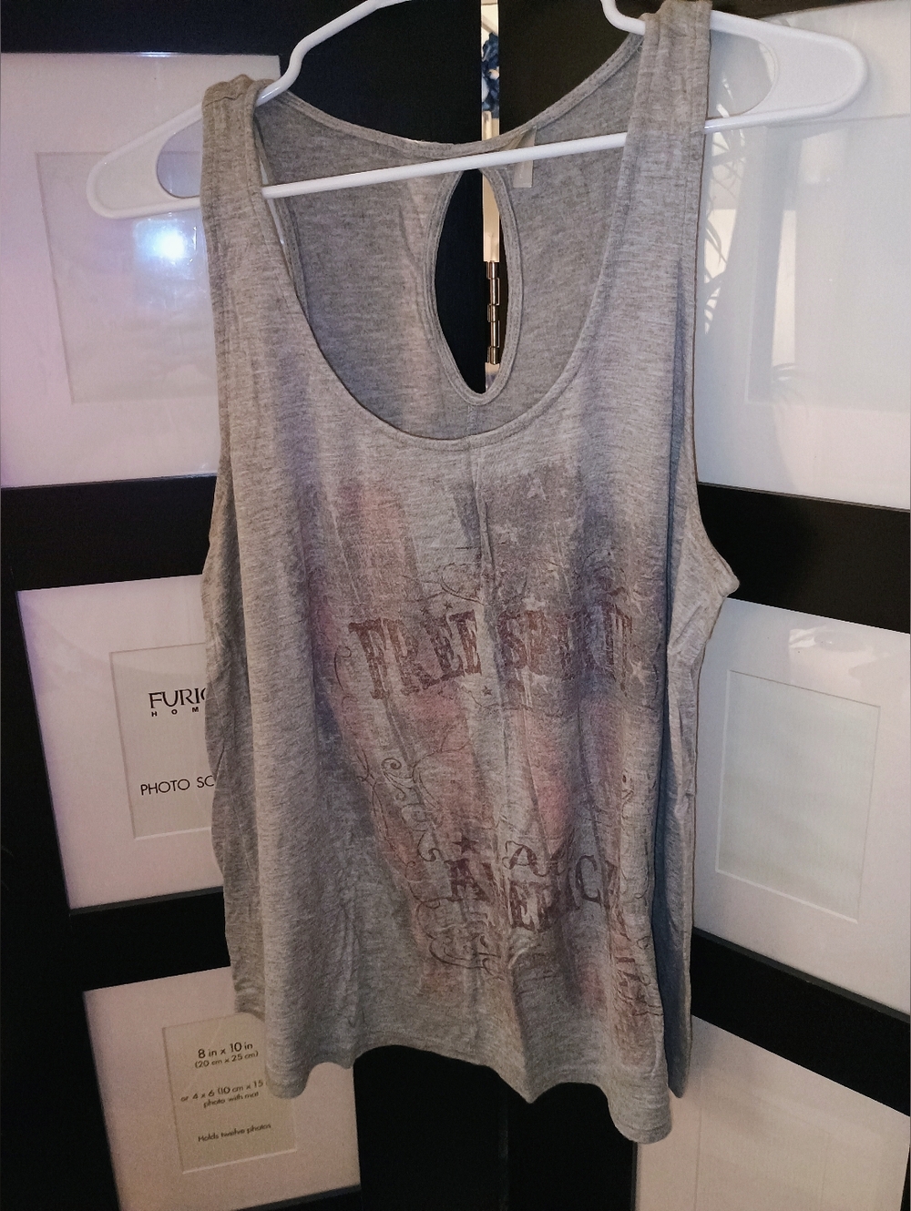 NWOT Gray Graphic Racerback Tank Top